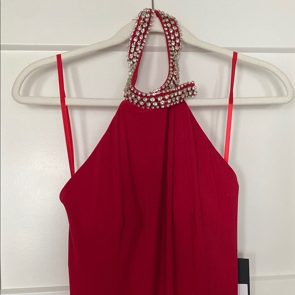 Ieena/Mac Duggal Red Halter Dress NWT